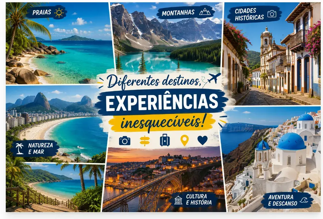Praias, montanhas e cidades históricas: destinos para todos os estilos de viajante.