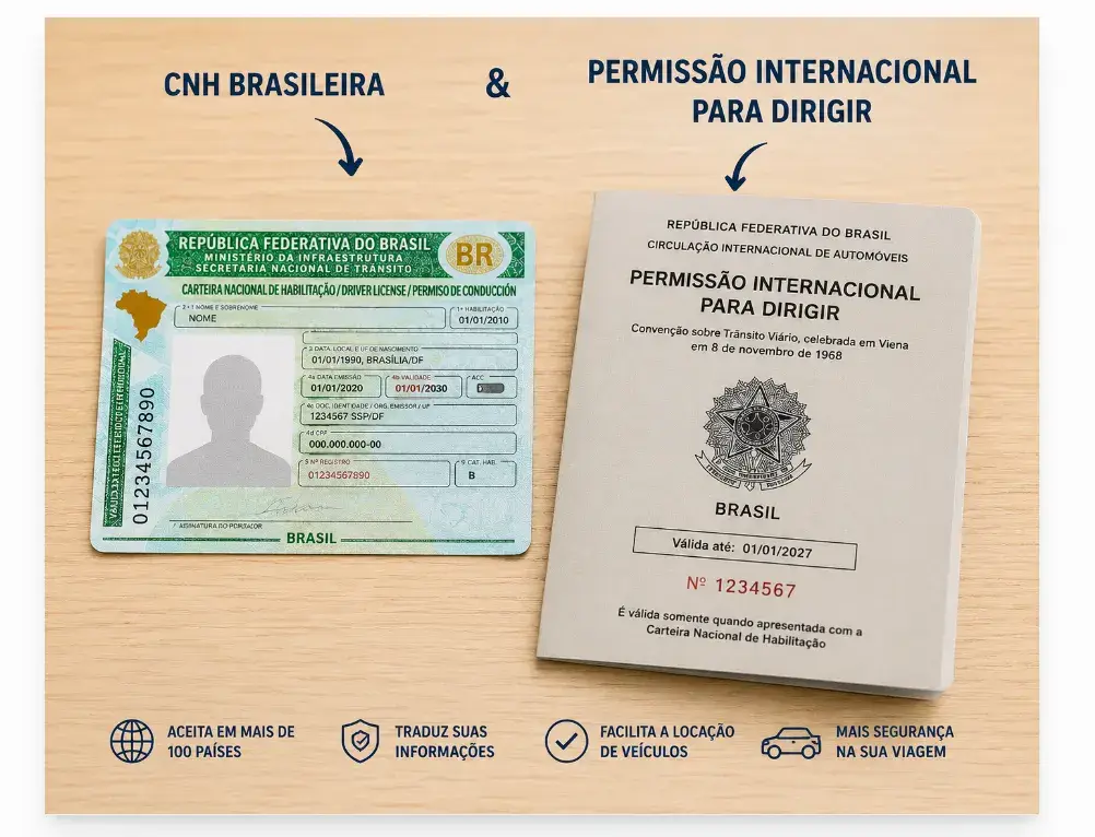 A PID pode ser exigida em alguns países e facilita a locação de veículos durante sua viagem internacional.