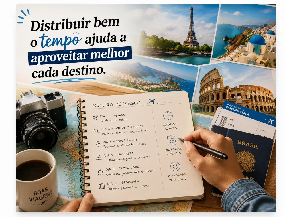 Com um roteiro bem distribuído, sobra tempo para descobrir novos lugares, viver experiências únicas e aproveitar cada destino sem pressa.