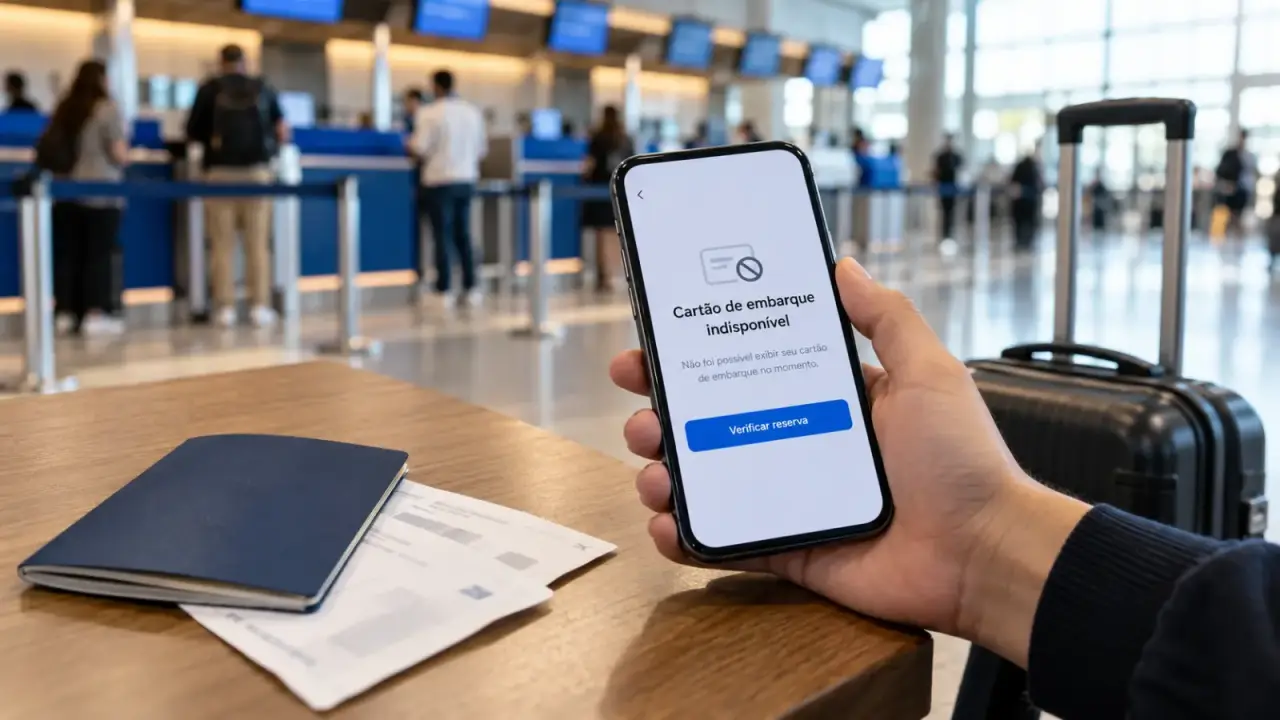 Check in concluído, cartão de embarque indisponível