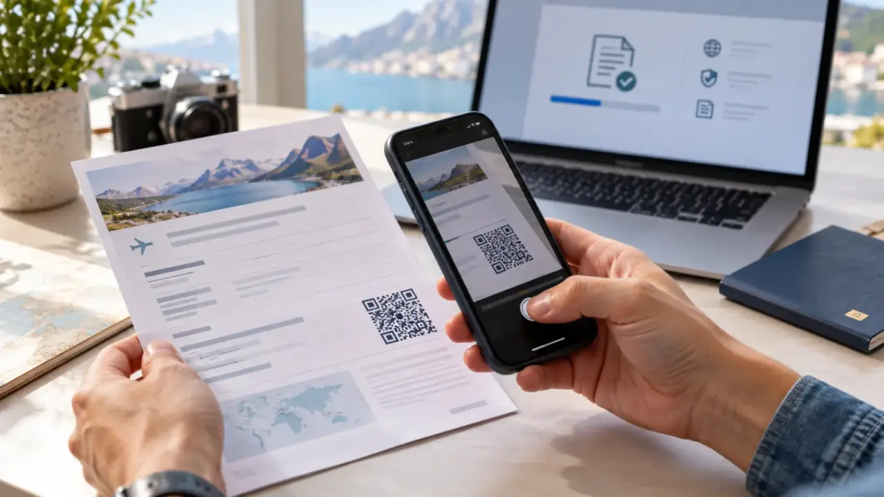 Escaneando QR de autorização de viagem