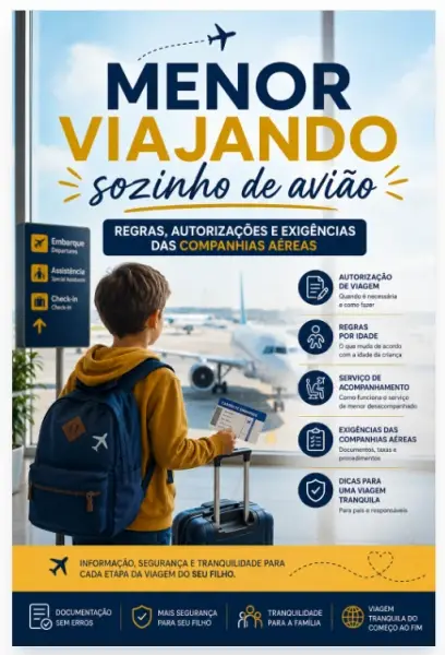 Menor Viajando Sozinho de Avião: Regras, Autorizações e Exigências das Companhias Aéreas