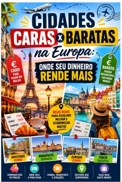Cidades Caras x Baratas na Europa: Onde Seu Dinheiro Rende Mais