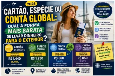 Cartão, Espécie ou Conta Global: Qual a Forma Mais Barata de Levar Dinheiro para o Exterior em 2026?