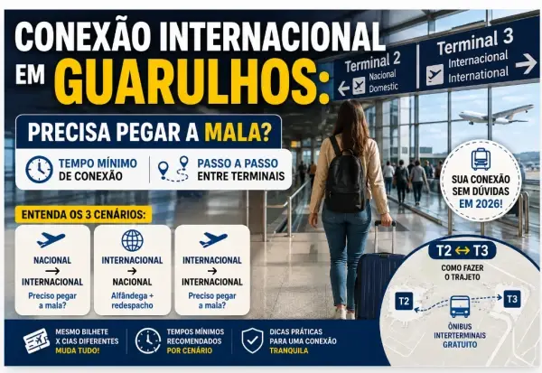 Conexão Internacional em Guarulhos: Precisa Pegar a Mala? Tempo Mínimo e Passo a Passo Entre Te
