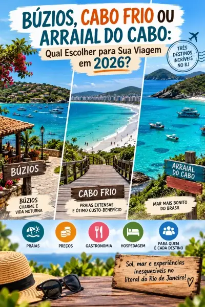 Búzios, Cabo Frio ou Arraial do Cabo: Qual Escolher para Sua Viagem em 2026?
