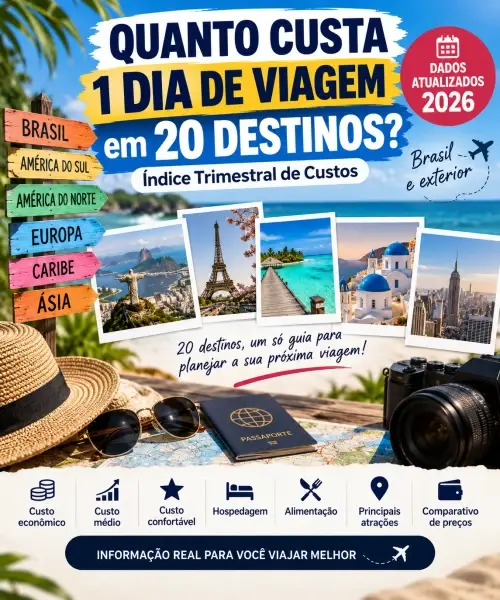 Quanto Custa 1 Dia de Viagem em 20 Destinos? Índice Trimestral de Custos