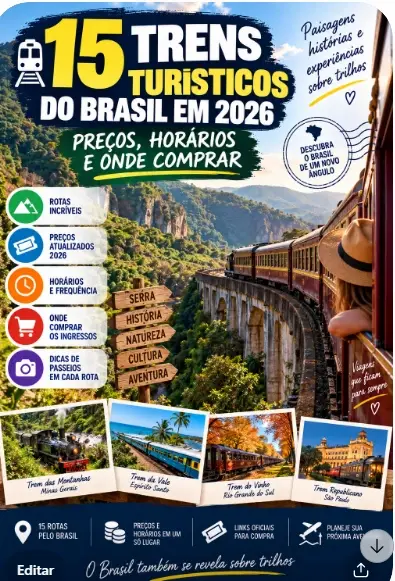 15 trens turísticos do Brasil em 2026: preços, horários e onde comprar