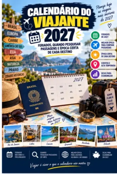 Calendário do Viajante 2027: feriados, quando pesquisar passagens e época certa de cada destino