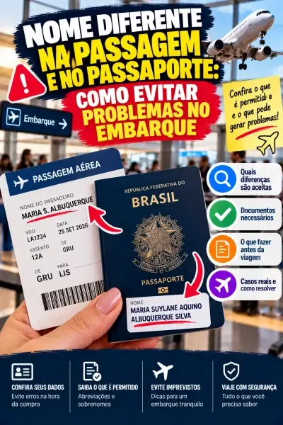 Nome diferente na passagem e no passaporte: como evitar problemas no embarque
