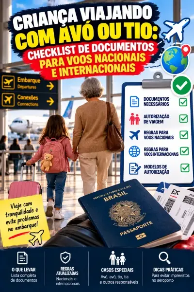 Criança viajando com avó ou tio: checklist de documentos para voos nacionais e internacionais