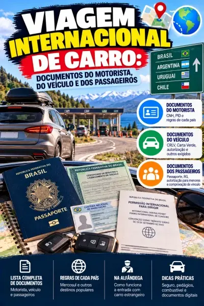 Viagem internacional de carro: documentos do motorista, do veículo e dos passageiros