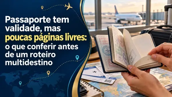 Passaporte tem validade, mas poucas páginas livres: o que conferir antes de um roteiro multidestino
