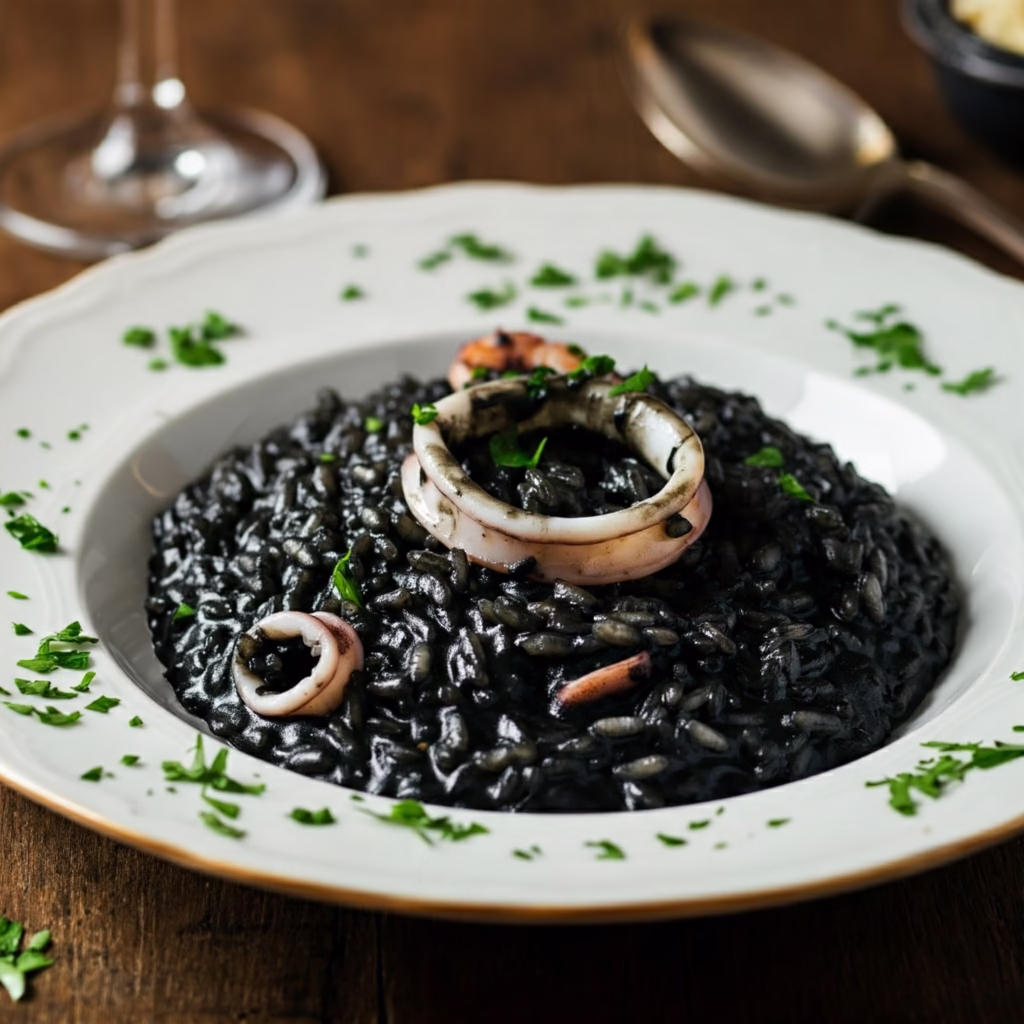 risoto de tinta de lula