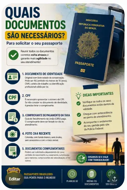 Antes de iniciar o pedido do seu passaporte, é importante reunir toda a documentação exigida para evitar atrasos no processo.