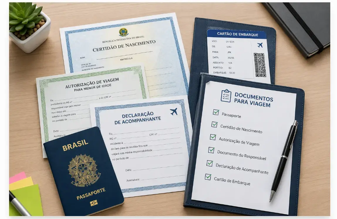 Documentos organizados são o primeiro passo para uma viagem tranquila e sem imprevistos.