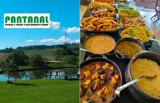 Pesque e Pague Pantanal: Almoço de Sábado com Comida Caipira Deliciosa e Sobremesas para Comer à Vontade, de R$39,90 por R$29,90. Aproveite!