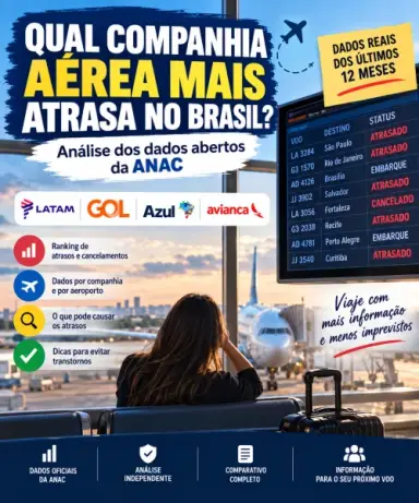 Qual companhia aérea mais atrasa no Brasil? Análise dos dados abertos da ANAC