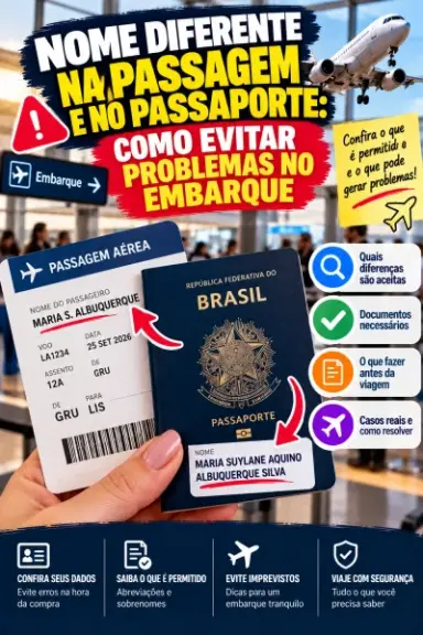 Nome diferente na passagem e no passaporte: como evitar problemas no embarque