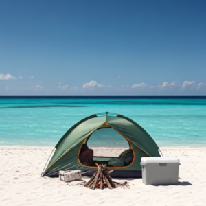 Onde se hospedar? uma das opções é o camping na praia, quem não gostaria de dormir com o sons das ondas?