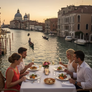 jantar à beira do Canal Grande
